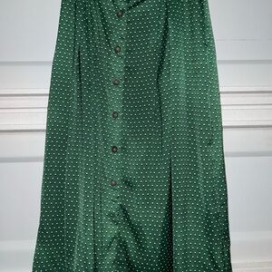 Who What Wear Dark Green Polka Dot A-Line Skirt